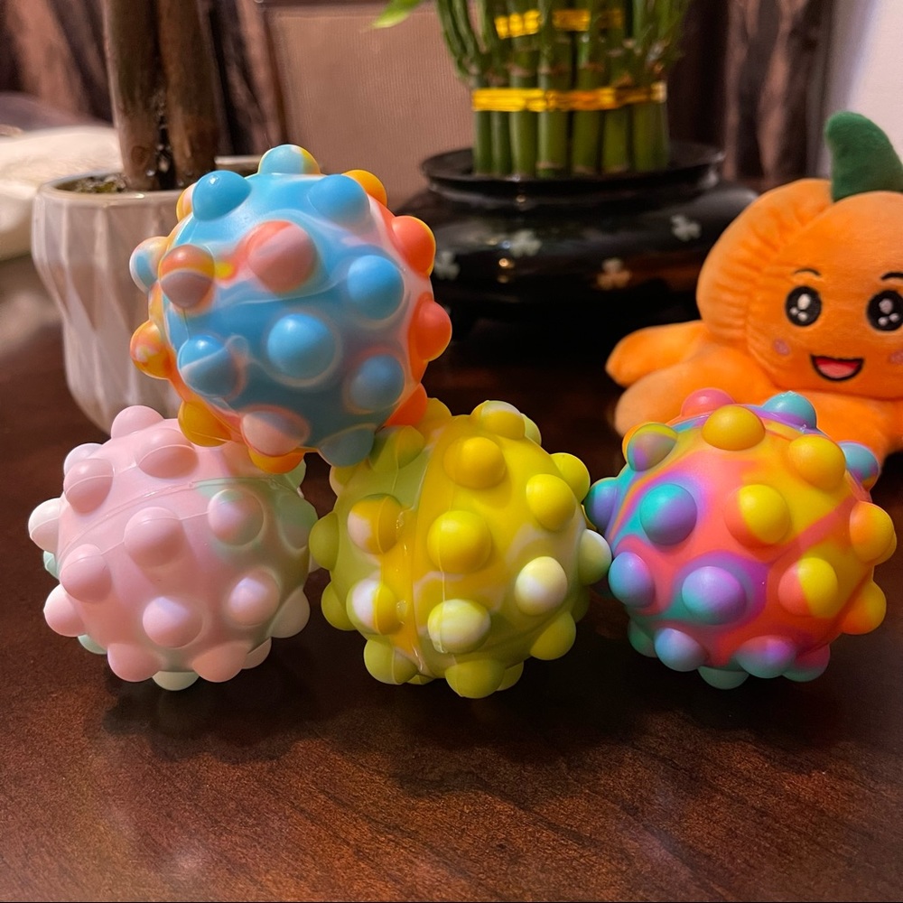 (4Pack) Fidget pop it ball, Bouncing ball push bubble ball